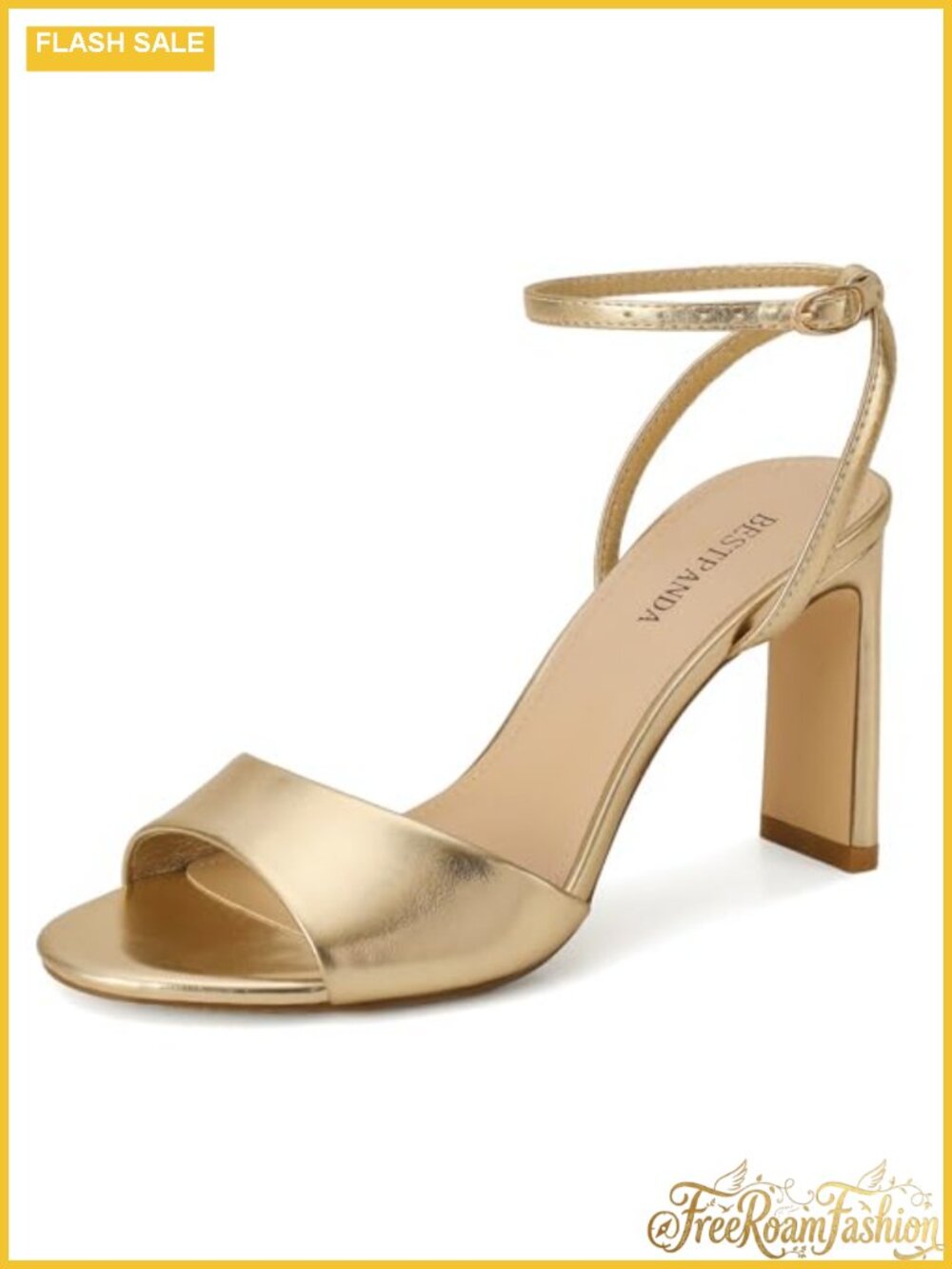 Bestpanda Women's Open Toe Ankle Strap Chunky Block Heel Sandals 3.15 Inch